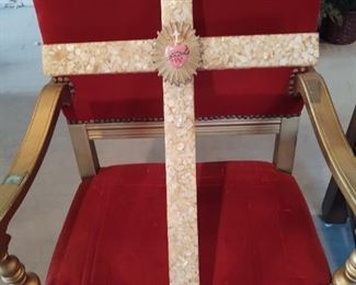 Awesome MCM Lucite/white stone cross with Sacred Heart