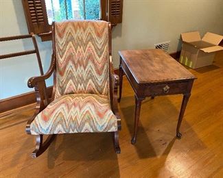 Flame stitch fabric rocking chair 