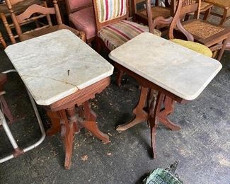 Victorian tables with marble tops