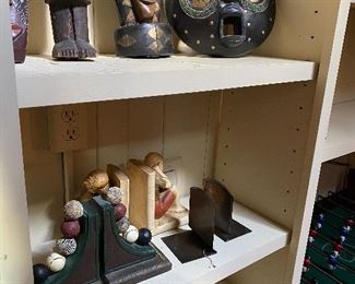 Bookends, African masks & other decorative accessories