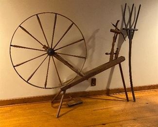 Spinning wheel & rake