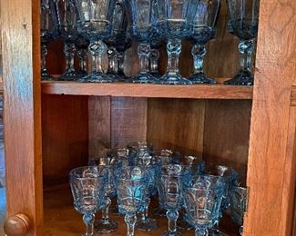 Blue Fostoria glasses
