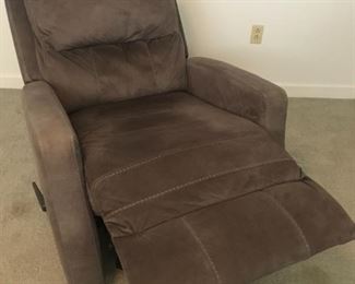 Gliding Recliner in Slate Gray. Durable polyester fabric.  40H x 32W x 38D.