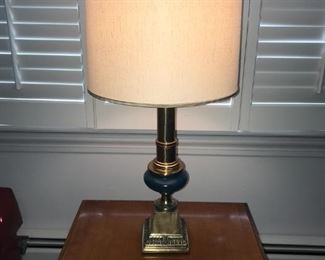 Gold & Blue Table Lamp with Shade