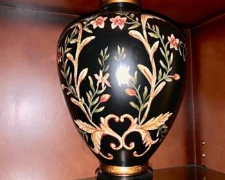 7. Hand Painted Black Vase (14")
