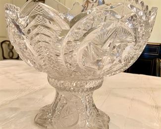 84. 2 pc Footed Cut Crystal Bowl (14" x 12")