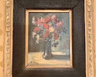 65. Floral Still Life Oil on Canvas by Le Corby (15" x 18")