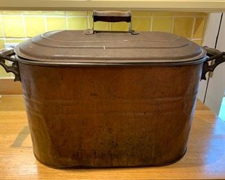 67. Antique Lidded Copper Wash Bucket (27" x 12" x 18")