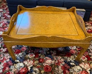 75. Faux Tray Top Coffee Table w/ Leather Embossed Top (39" x 29" x 21")