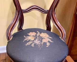 59. Antique Side Chair w/ Needlepoint Seat