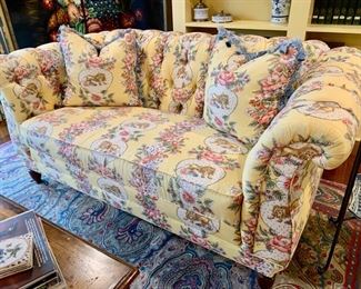 36. Chesterfield Yellow Floral Sofa (69" x 37" x 31")