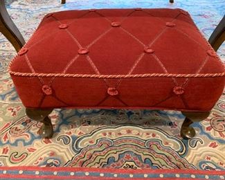 48. Custon Upholstered Red Tufted Stool (22" x 17" x 12")