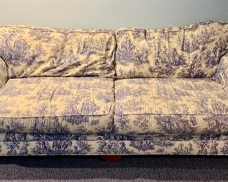 164. Blue Toile Sofa (97" x 41" x 31")
