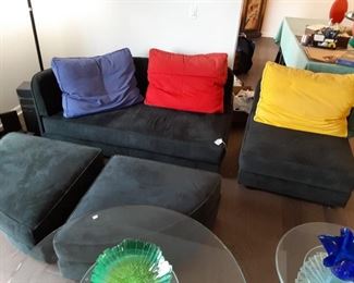 4 piece suede sofa with ottomans $125