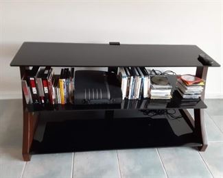 Multi-level TV stand with glass shelves $30