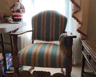 #14	Carved striped odd wood chair 	 $125.00 
