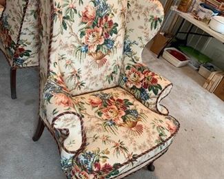 #15	(2) Sherrill wingback floral chairs $75 ea	 $150.00 
