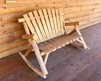 Log two person rocker