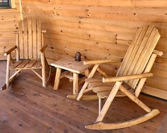 Log rockers and side table