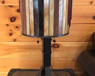 Heavy stained glass/metal lamp