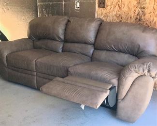 Leather reclining sofa - both ends recline