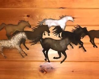 Running horses metal art