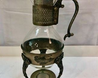 Silver Plate Glass Carafe