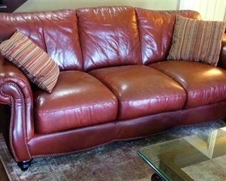 Leather Mart Leather Sofa, 38" X 86" X 38", Includes Decorative Pillows
