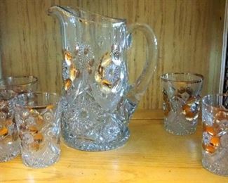 Crystal Pitcher And Five Tumblers