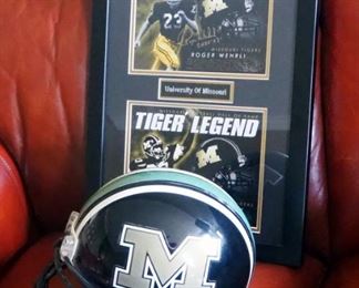 Autographed Missouri Tigers Roger Wehrli, Kellen Winslow, Framed Art, Includes Certificate Of Authenticity, And Mizzou Football Helmet