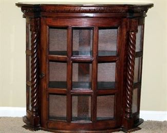 Half Circle Curio Cabinet With 2 Shelves, Can Be Mounted On Wall or Sit On Floor, 27" x 29" x 10"