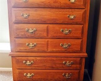 Charter Oak Chest On Chest Dresser, 6 Drawers, 55" x 41" x 19"