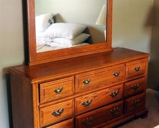 Charter Oak 9 - Drawer Dresser, 32" x 64" x 19", With Mirror, 42" x 46" x 2"