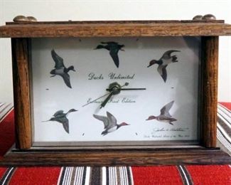 Ducks Unlimited Exclusive First Edition Battery Operated Desk Clock, And Missouri Ducks Unlimited "A Touch Of Black Magic" Sponsor Prints, Qty 2