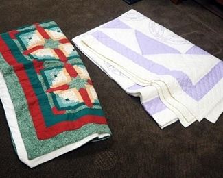 Vintage Hand Stitched Quilts, Qty 2, 80" x 80", And 94" x 76"
