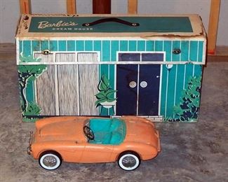 Vintage Barbie Dreamhouse With Accessories, Convertible Car, And Assorted Barbie Dolls