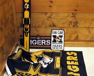 University Of Missouri Painted Wall Mounted Ski, Fan Cave Sign, Flag, And Tigers Canvas Wall Art