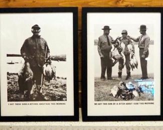 Framed Under Glass Humorous Waterfowl Prints, Qty 2, 23" x 17"