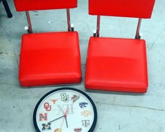 Big 12 Conference Battery Operated Wall Clock, And Cushioned Stadium Seats, Qty 2