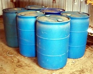 50 Gallon Plastic Barrels, Previously Held Fuel, Qty 6