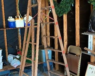 Great old 8' wooden ladder.