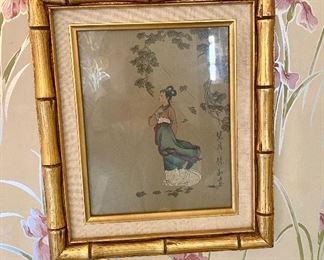 Oriental print in bamboo frame