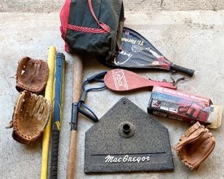 Misc. baseball equipment and paddles