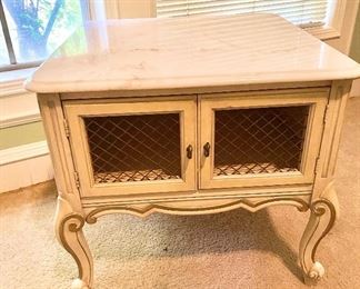 MCM French Provincial-Hollywood Regency marble top side table