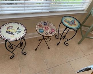 Nice selection of decorated plant stands and tables 