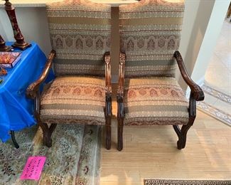 Nice pair of vintage upholstered arm chairs
