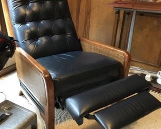 Teak, leather and cane recliner. So comfy!