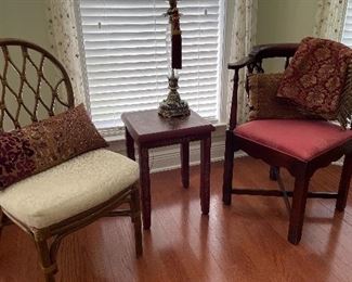 Corner chair & faux bamboo chair