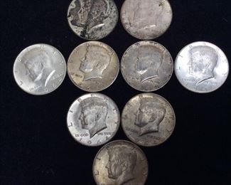 (9) 1959-1964 SILVER KENNEDY 1/2 DOLLARS