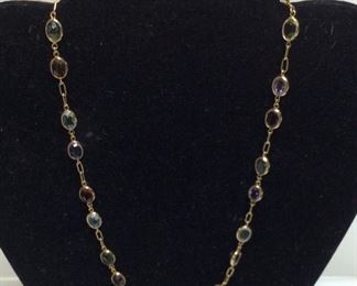 18KT GOLD NECKLACE ASSORTED STONES JEWELRY